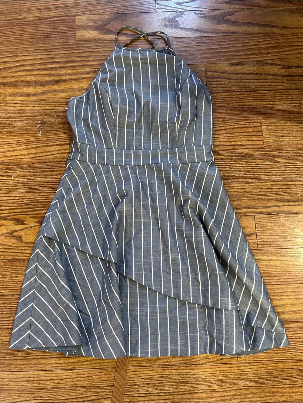 Speechless grey/blue Pinstripe Halter Dress